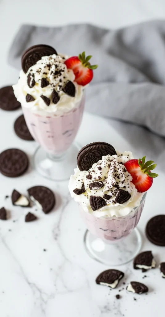 Strawberry oreo milkshakes